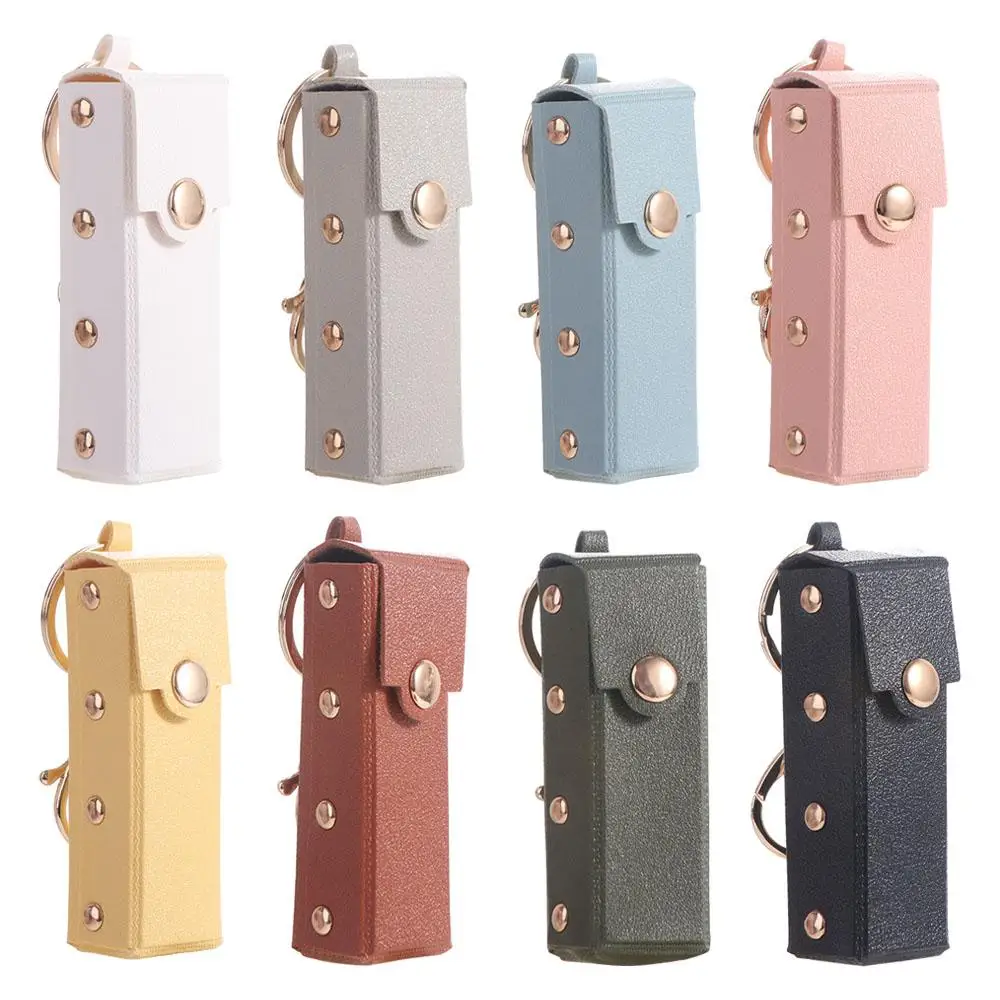 Mini Waterproof Lipstick Bag Storage Bag With Keychain Lipstick Pouch Soft Leather Lip Gloss Bag Makeup