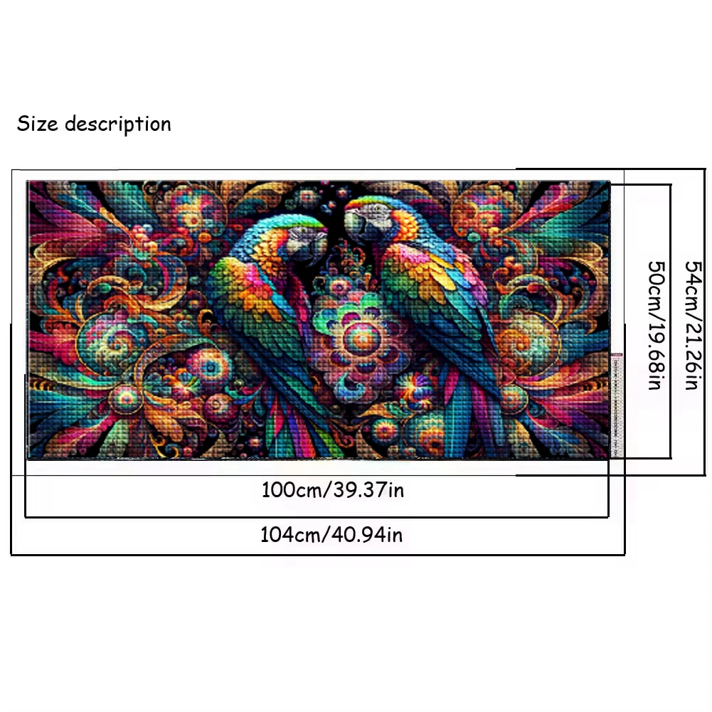 DIY Diamond Mosaic Embroidery Beauty Colourful Parrots, Tropical Leaves 5d Diamond Painting Cross Stitch Kits For Home Decor