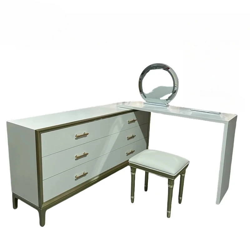 Mirror Wood Vanity Table Drawers Modern Simple Storage Chair Cabinet Dressers Makeup Girl White Coiffeuse De Chambre Furniture