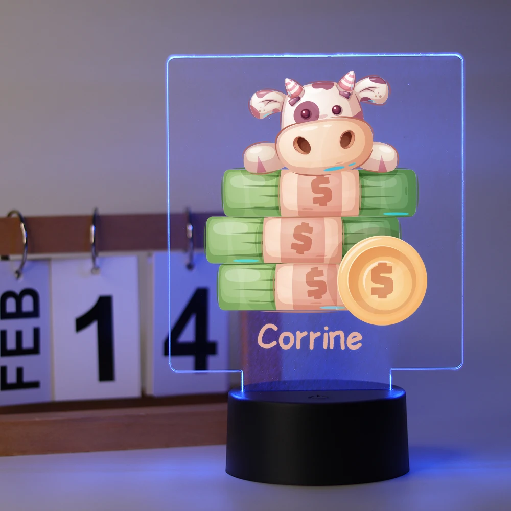 

Personalized Custom Cattle Modern Children Bedroom Decor 3D Lamp Decoration Children'S Gift 3D Led Night Light Color Changing