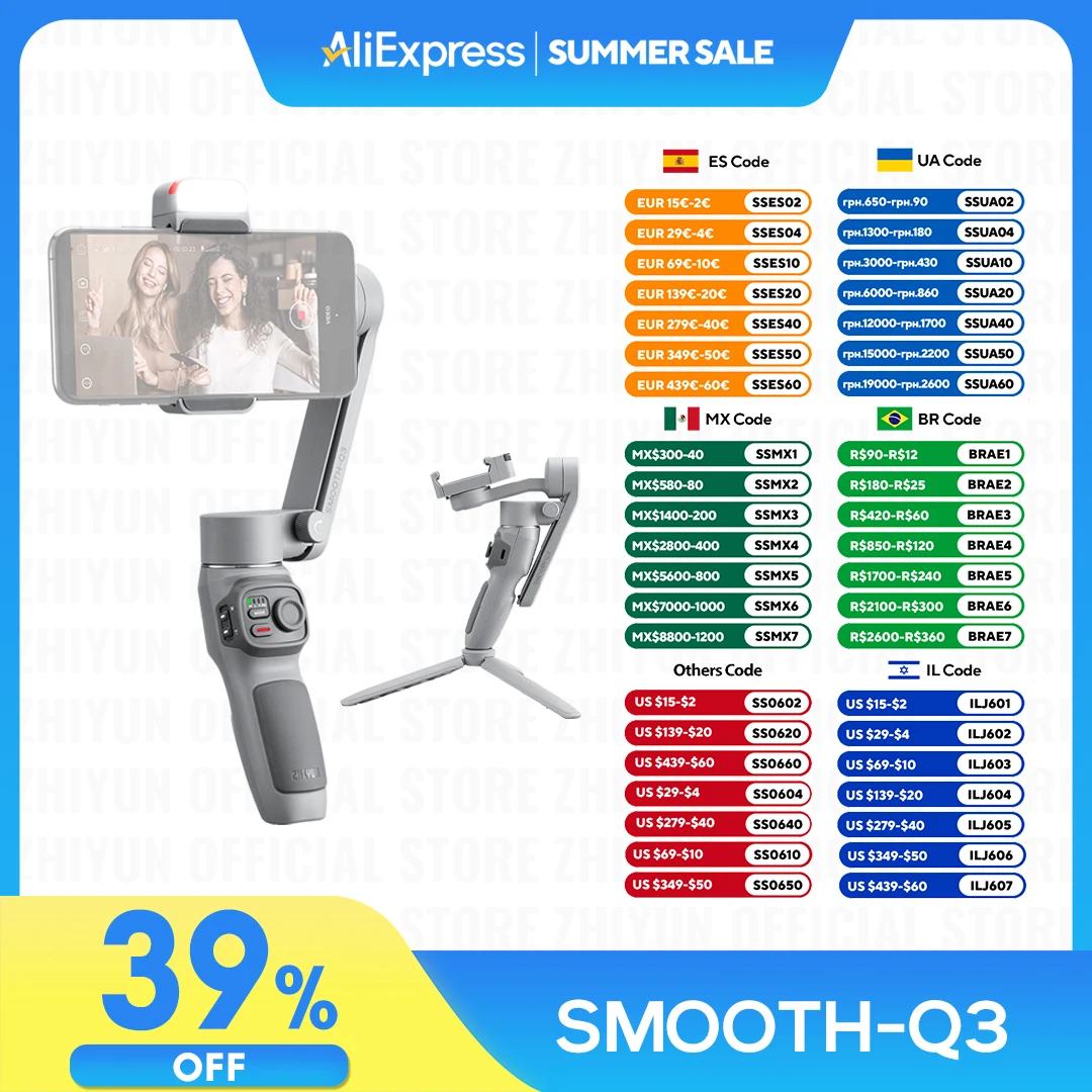 

ZHIYUN Official SMOOTH Q3 Gimbal Smartphone 3-Axis Phone Gimbals Portable Stabilizer for iPhone 14 pro max/Xiaomi/Huawei