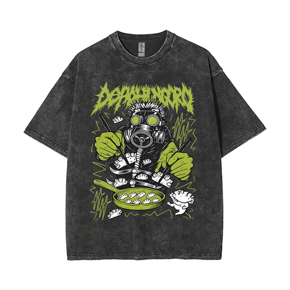 Washed Vintage Anime Dorohedoro En Noi Nikaido Kaiman Graphic T-shirt Men Women Gothic Horror Cotton Tshirt Oversized Streetwear