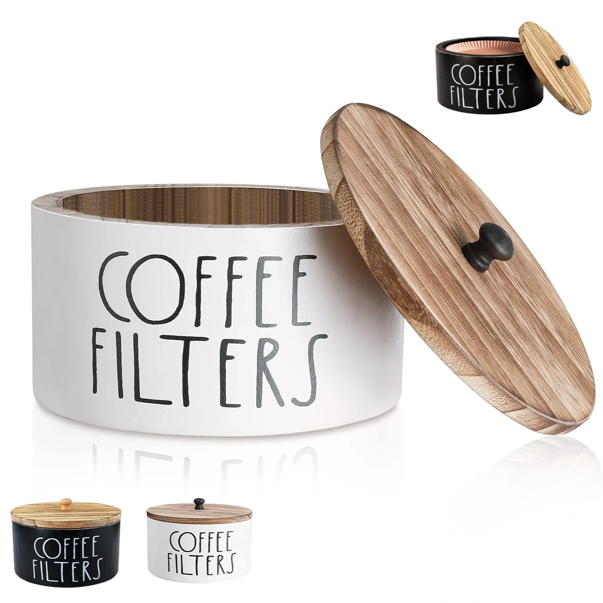 Aufbewahrung sbox für rustikale Kaffeefilter aus Holz mit Deckel-bewahren Sie Ihre Kaffeefilter stilvoll auf, ideal für den Heim-oder Café gebrauch