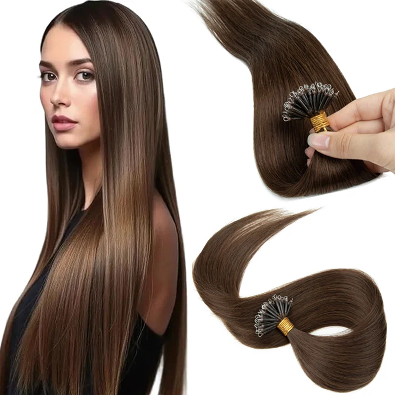 

Наращивание волос Remy 100% из натуральных человеческих волос, прямые, мягкие, с нано-кольцами и микробусинами, 50 прядей, 30 г в упаковке, для ежедневного использования и укладки.