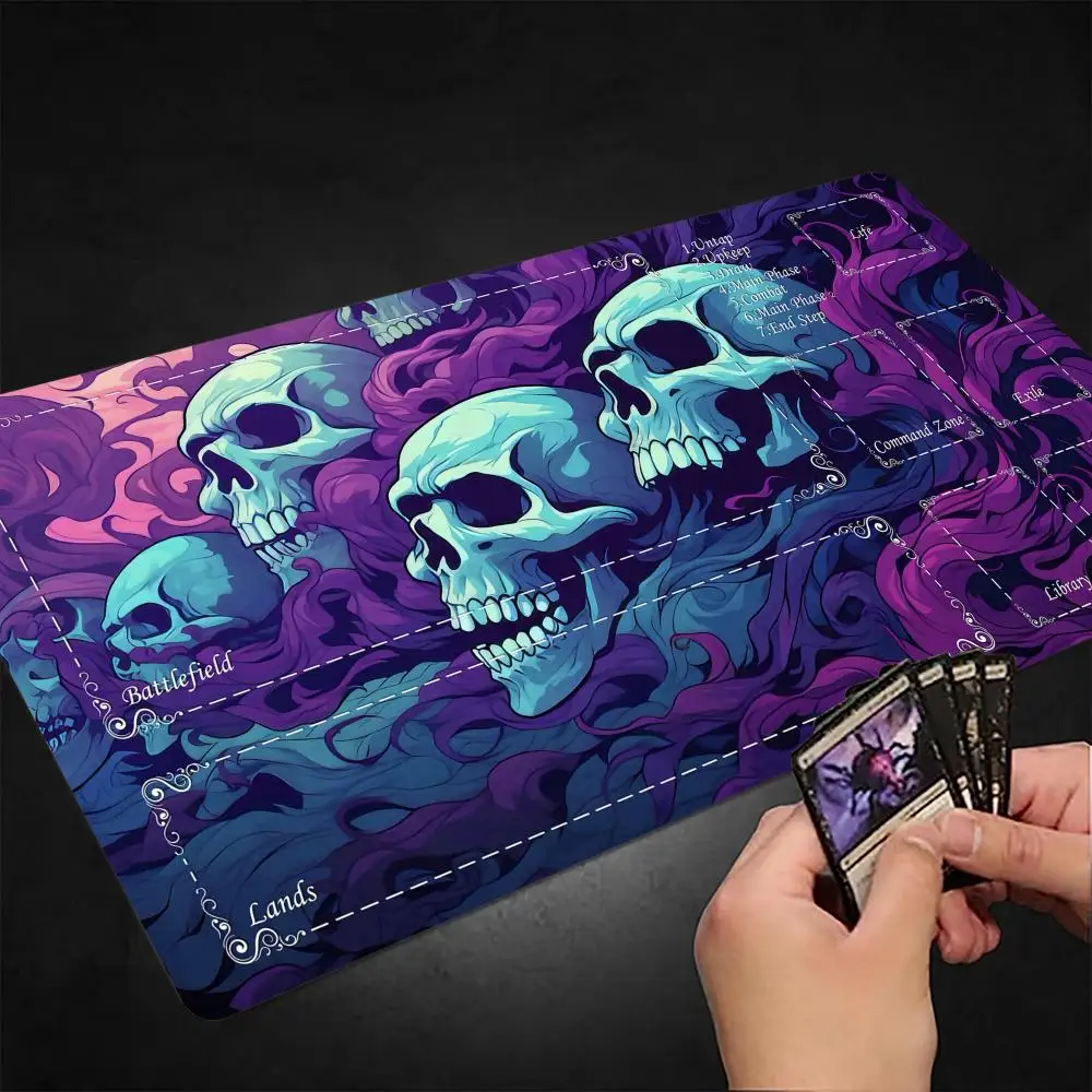 Visual Art Fantasy Skull MTG Playmat Magic Card Mat with Stitched Edge Non-Slip Durable Tabletop playmat Board Game Mat for TCG