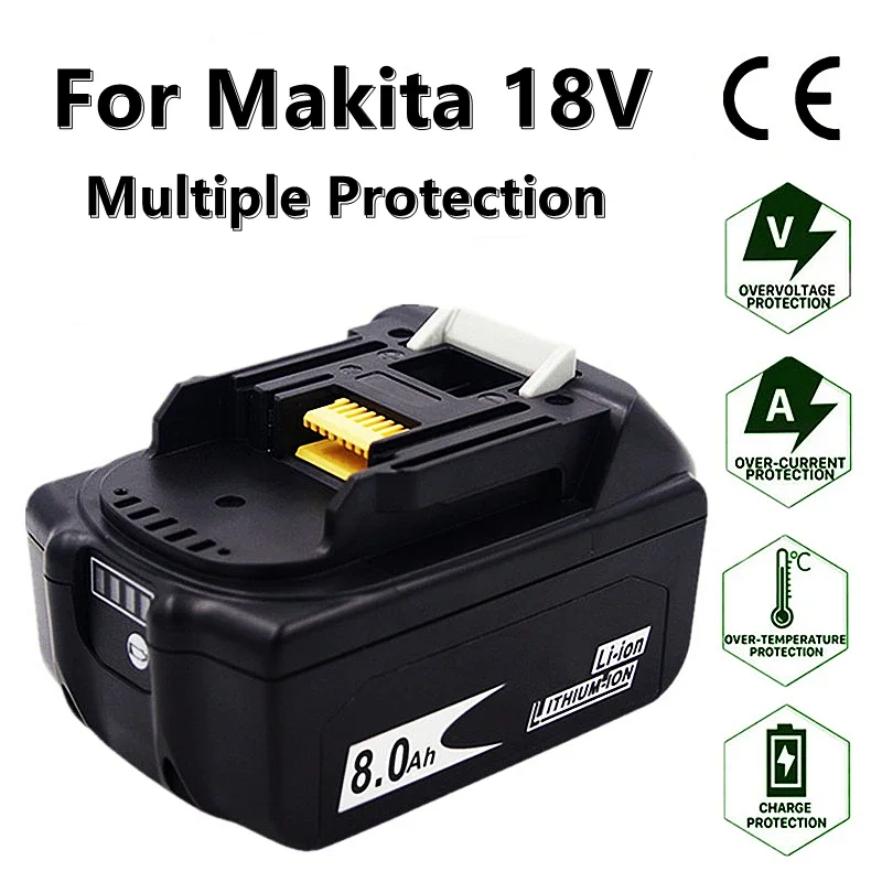 18V 8000mAh Lithium ion Rechargeable Battery 18v drill Replacement Batteries BL1860 BL1830 BL1850 With DC18RC for Makita 18v