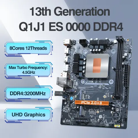Placa base de ordenador para juegos DIY con CPU integrada 13th Core Interpose Kit Q1J1 ES 0000 8C12T DDR4 RAM LGA115X PC de escritorio