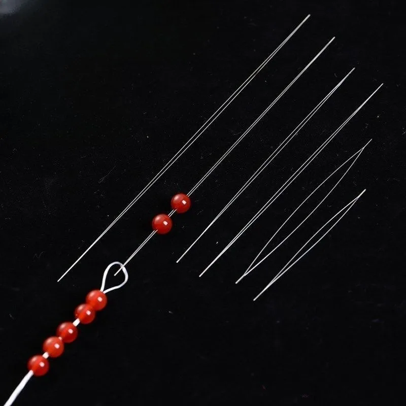 5/50Pcs Beading Needles Pins Set with Central Opening Curved Steel Needles for Bead Straight Beaded Needle Sewing Accessories