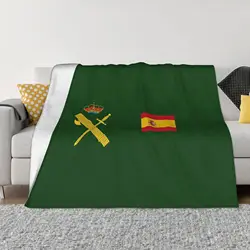 Flag of Spain Plus Emblem Civil Guard Blanket Spanish Wool Funny Soft Throw Blankets for Home  Winter