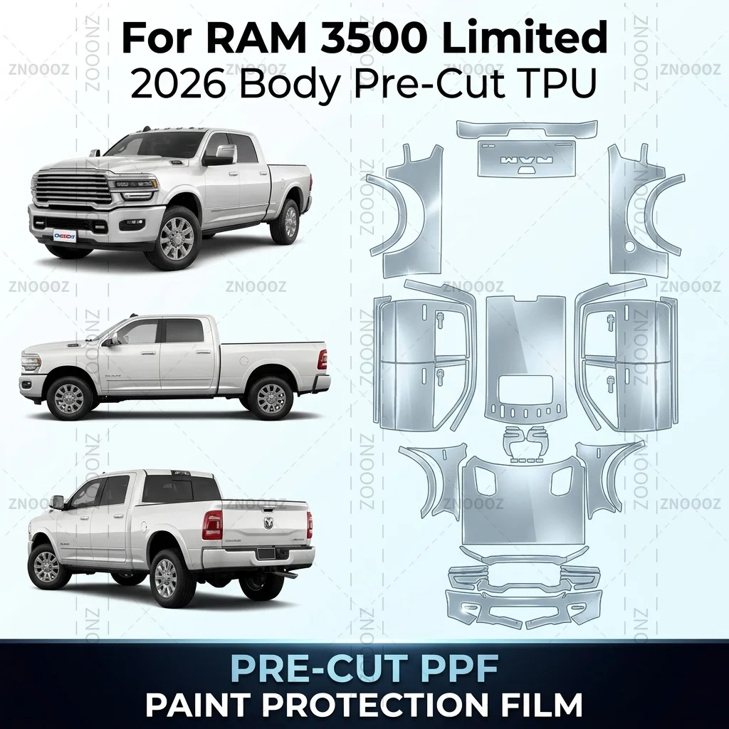 For RAM 3500 Limited 2026 Body Pre-Cut TPU Paint Protection PPF Kit, Self Healing Full Vehicle Glossy Clear Matte Black