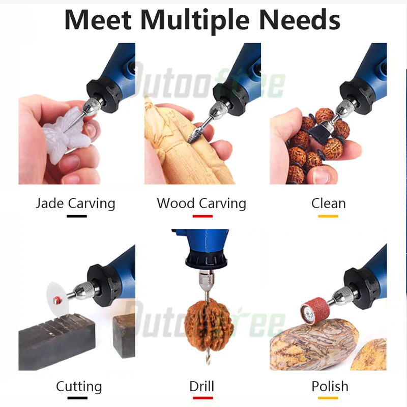 80W Cordless Rotary Tool Dremel DIY Mini Drill Engraving Pen Electric 4 Speed Mini Wireless Drill Set 0-20000r/min