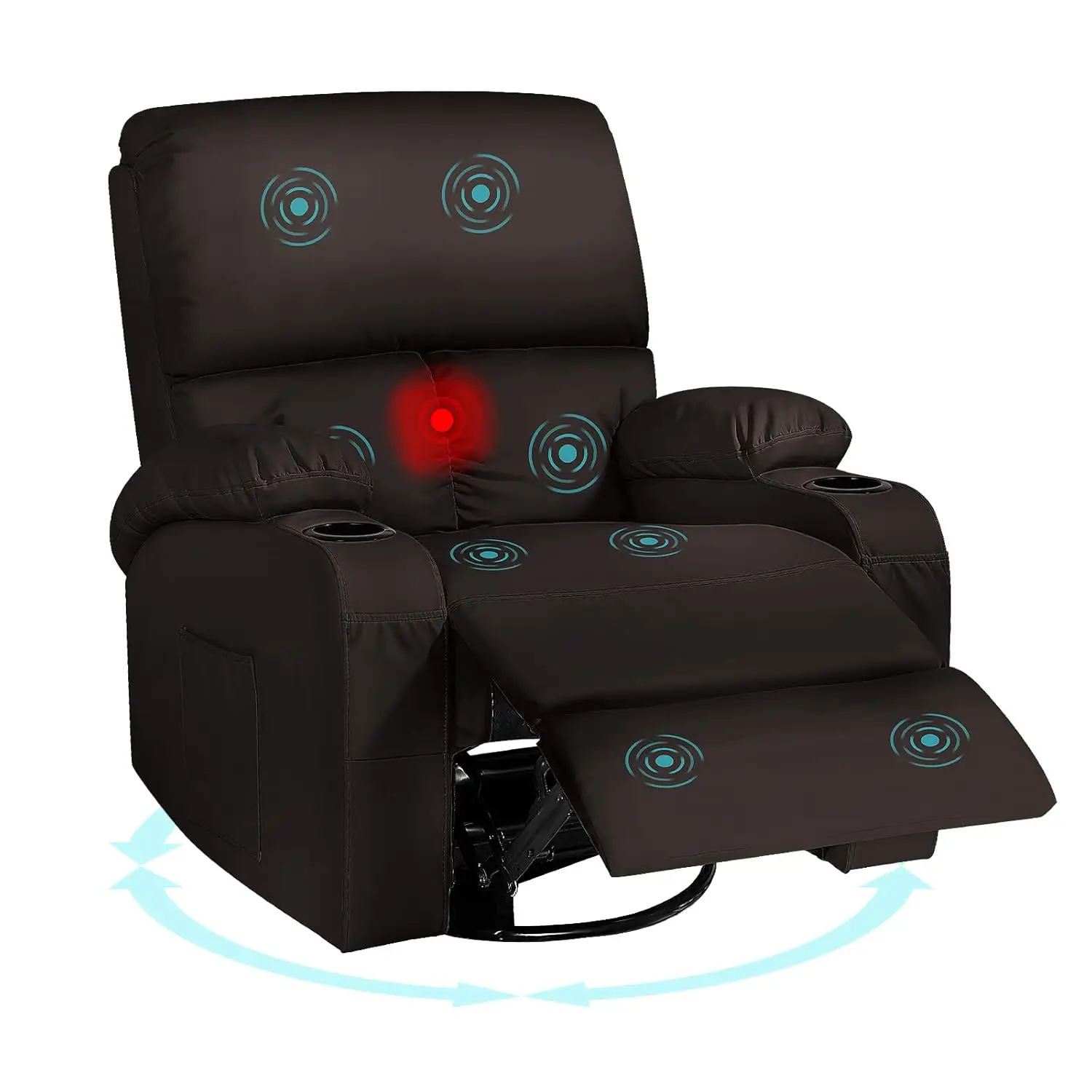 

Rocking Recliner Chair, Massage Rocker Recliner Chair with Vibration Massage and Heat,360° Swivel Recliner Chairs, Customized