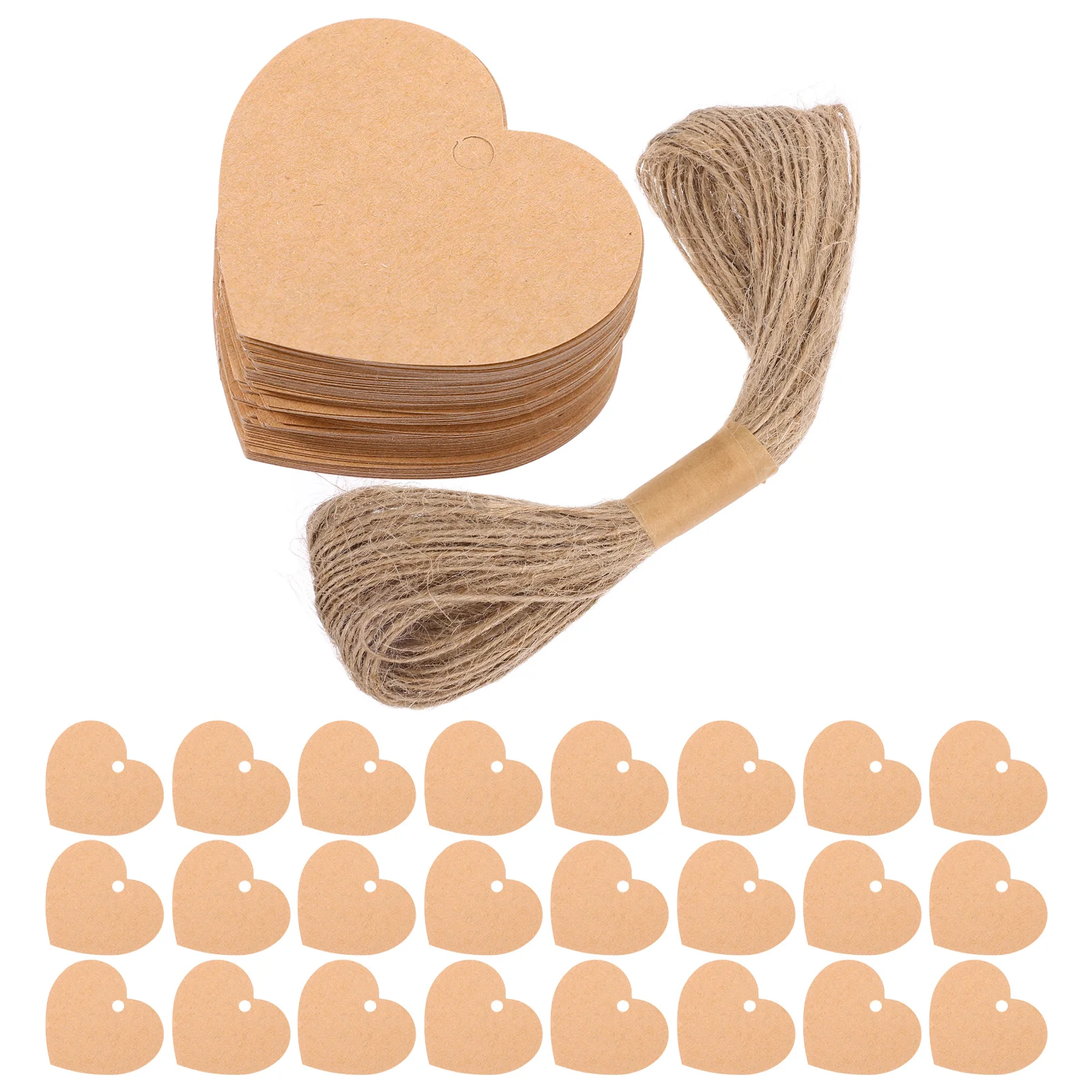 

200 Pieces Heart Shaped Gift Tags Decorative Paper Labels for Valentine's Day Wedding DIY Crafts Hanging Tags with Rope
