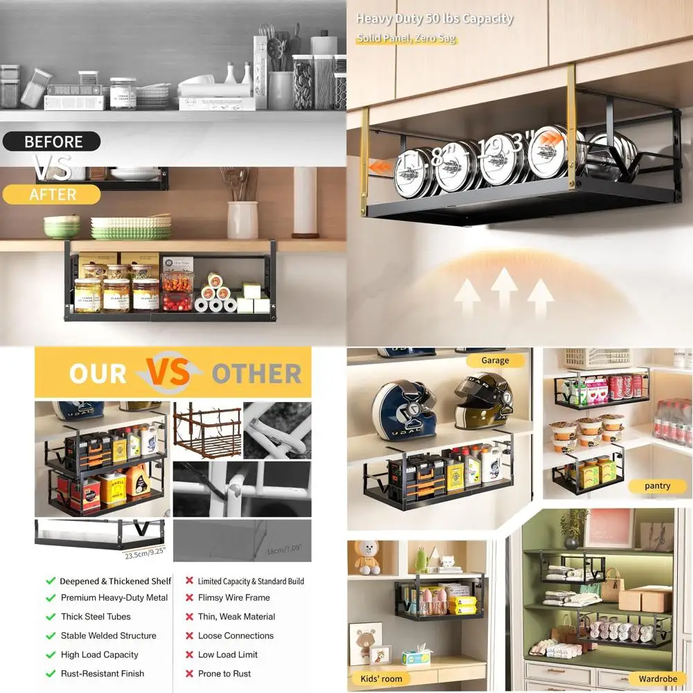 

Регулируемая металлическая подвесная корзина-органайзер с замком-кнопкой от prueBox, сверхпрочная, для кухни, кладовой, офиса, гардеробной - Ho