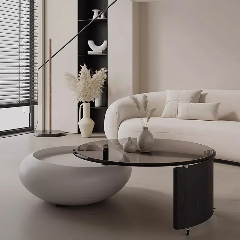 Minimalist Vanity Coffee Table Luxury Nordic Design Elegant Round Coffee Table Glass Mesa De Centro De Sala Home Furniture