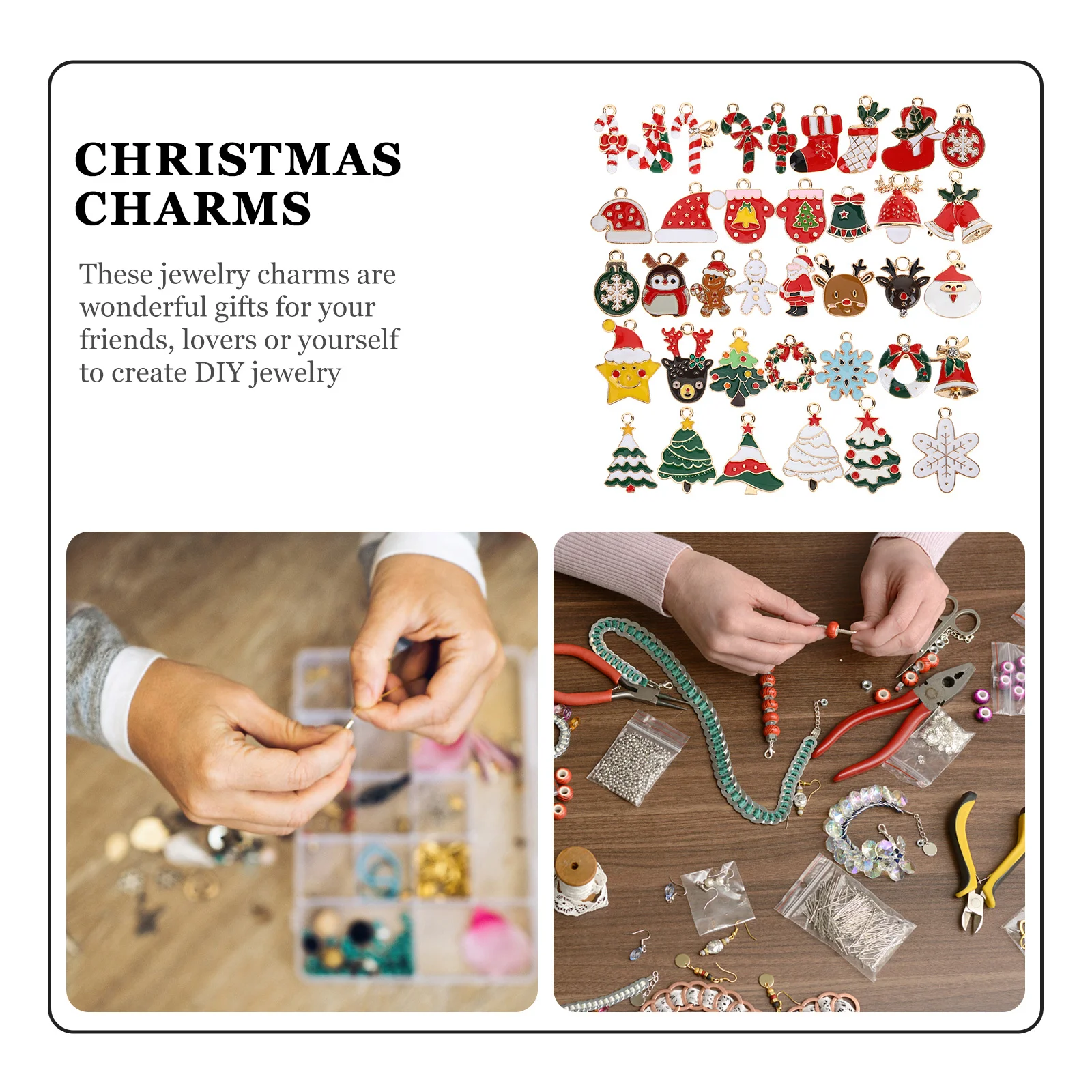

1 Set Christmas Jewelry Charms Pendants For Necklace Bracelet Keychain Diy Craft Alloy Charms Accessories Festive Holiday Decor