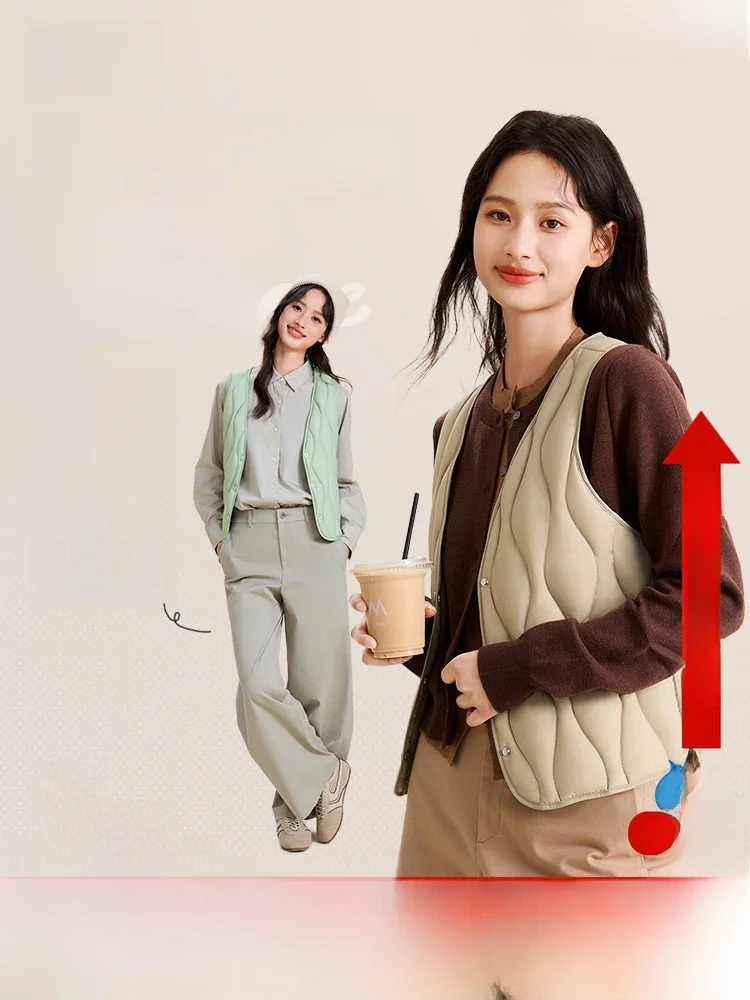 

Spring 2026 Women's V-Ne down Vest Lightweight Warm Layering SNOW FLNG Ultra-ort Ultra-Light Nylon Du down Vest