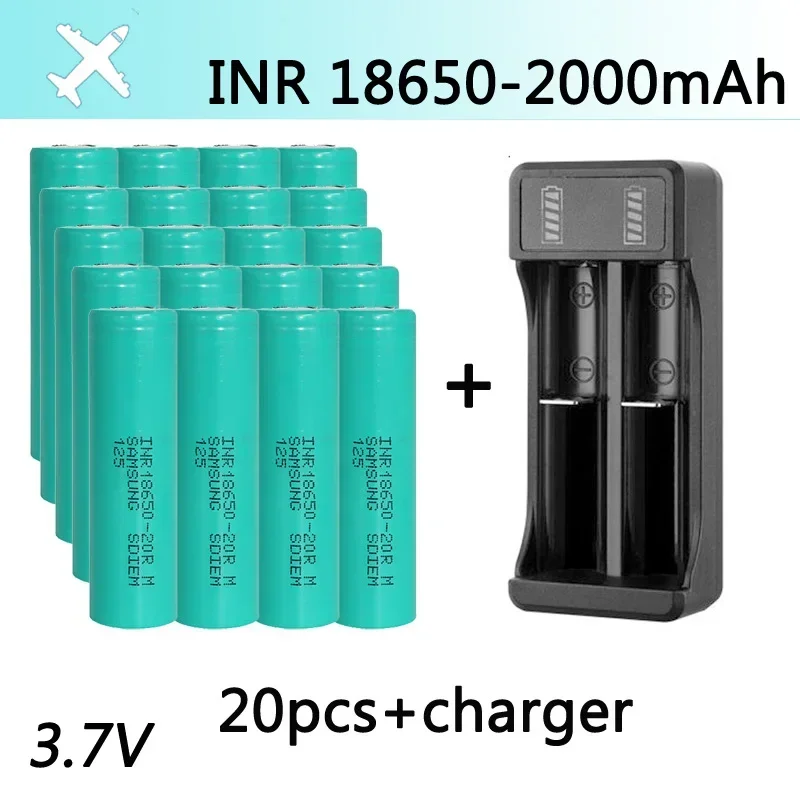 18650 Lithium Battery 2000mAh Full Capacity 3.7V Rechargeable Battery 18650 Battery Power Tool Toy Comes with Charger