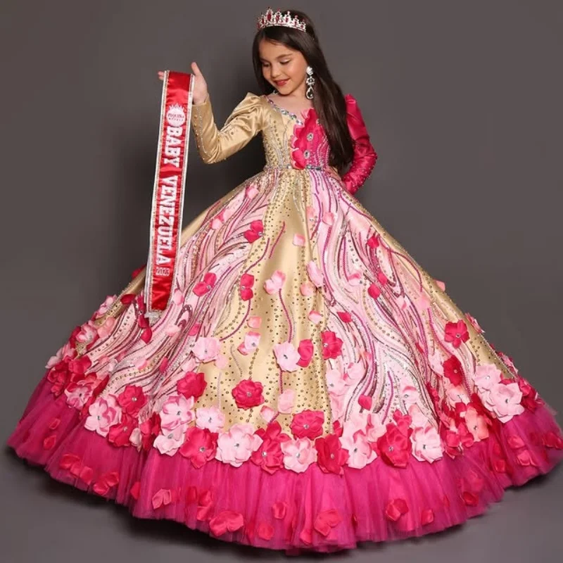 

Customized Color block Quinceanera Dresses Off the Shoulder Tull crystal 3D flower Vestido De 15 Quinceanera