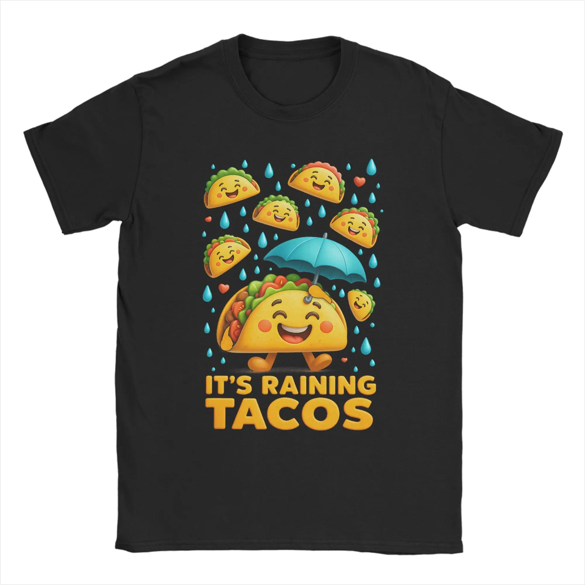 Taco in the Rain Men's T Shirt  Fun Tees Short Sleeve Crew Neck T-Shirt Pure Cotton Gift Idea Clothes