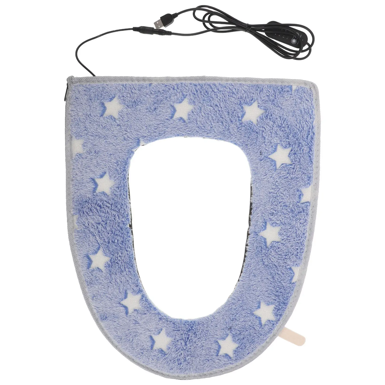 

USB-подогреваемая накладка на сиденье унитаза, небесно-голубая, мягкая, моющаяся, съемная, электрическая, с подогревом, светящийся дизайн со звездами