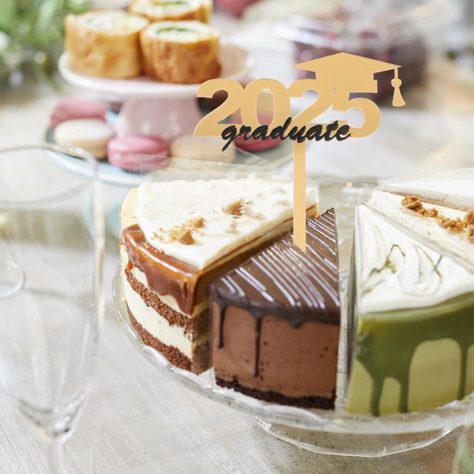 

6Pcs Graduation Cake Topper Acrylic 2025 Grad Cap Theme Party Decorations Congrats Grad Cupcake Picks Graduation Supplies