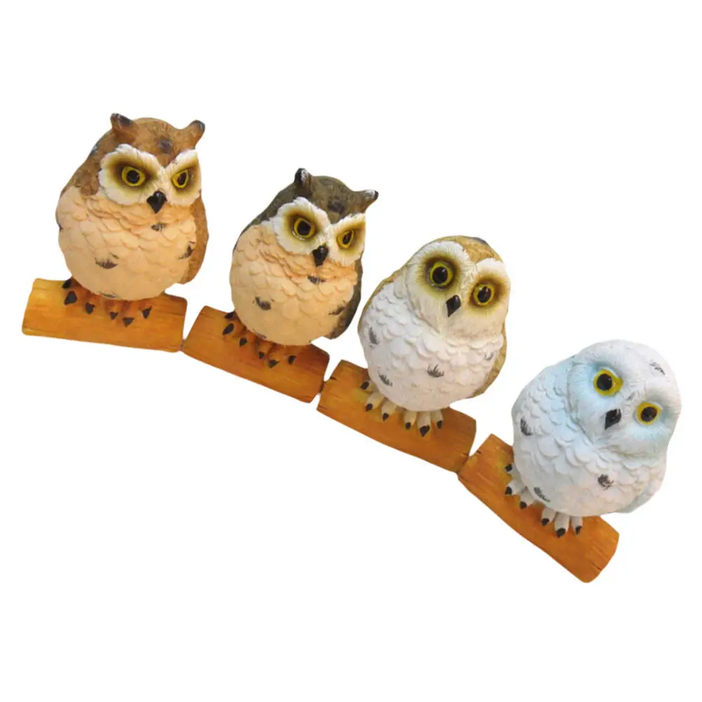 4Pcs Owl Accessories Multi-Functional Mini Landscape Decorations Resin Owls Simulation Garden Decor Indoor Outdoor Micro