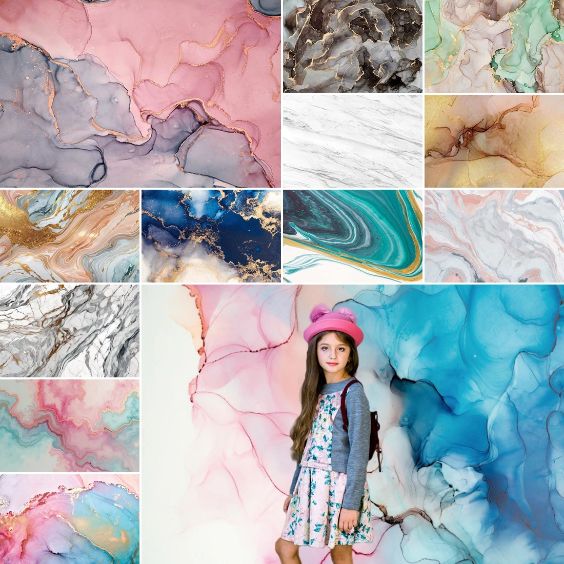 

MOON.QG Ink Flowing Textures Backdrops For Photography Gradient Marble Photo Background Newborn Props Baby Shower Photo Studio