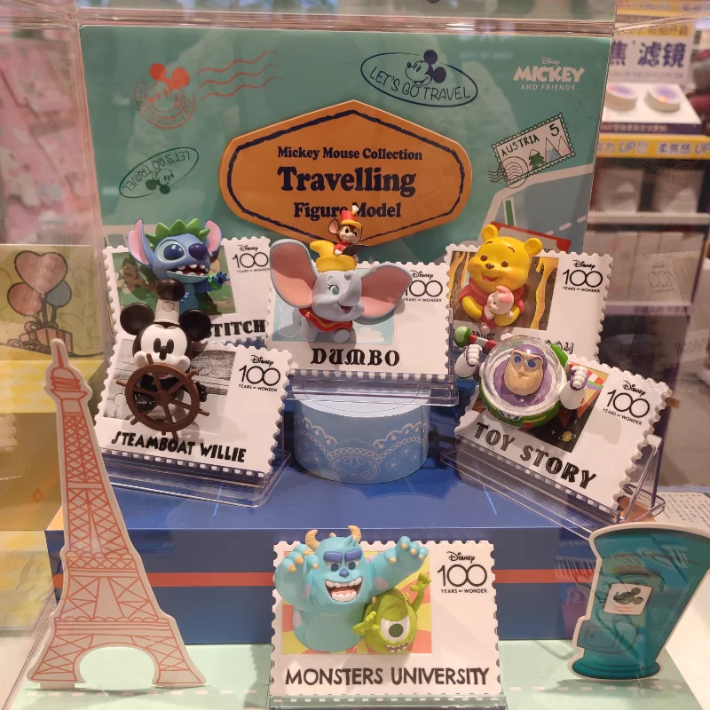 

MINISO Disney Winnie Retro Stamp Suprise Blind Box Toys Anime Figures Mickey Buzz Lightyear Collect Ornaments Kids Gifts