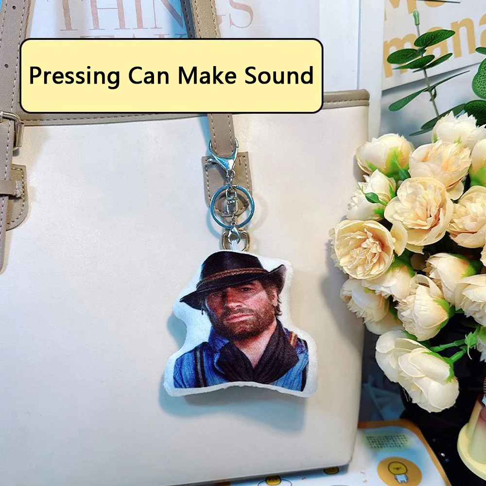 10cm Pressing Can Make Sound Cosplay Red Dead Redemption 2 Arthur Morgan Plush Toy Cute Anime Game RDR2 Plushie Doll Bag Pendant