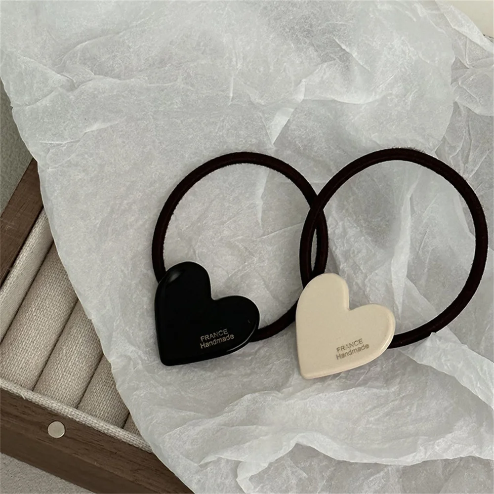 Retro Korean Lovely Heart Elastic Hair Bands Rubber Bands Women Girls Hair Ties Rings Rope for Hair Accessories Scrunchy