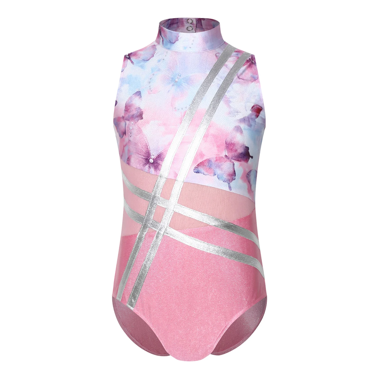 Maillots de Gimnasia sin Mangas para Niñas, Unitardos Estampados, Traje de una Pieza para Patinaje Artístico sobre Hielo, Entrenamiento, Gimnasio, Competiciones, Ropa de Baile