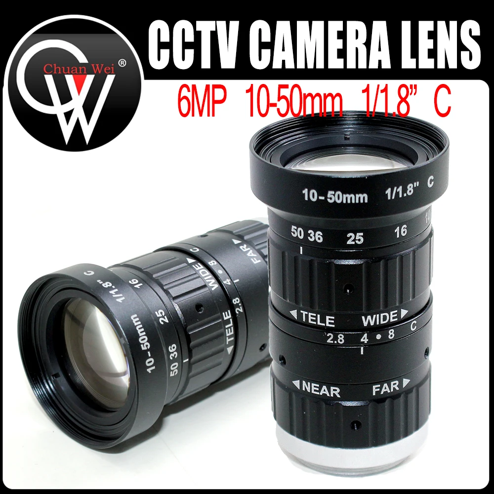 5PCS/LOT 6MP 10-50mm C Mount  1/1.8“ F2.8 Manual ITS Road Traffic Surveillance Industry Camera CCTV Lens