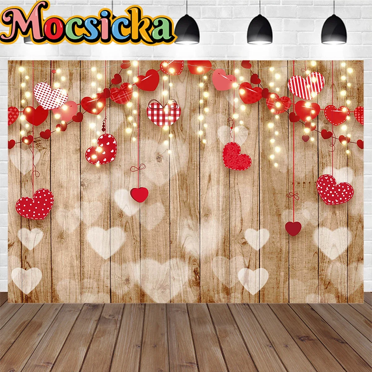 Mocsicka Red Valentine's Day Party Background Photography Rose Balloon Love Decor Background Banner Girl Bridal Shower Photocall