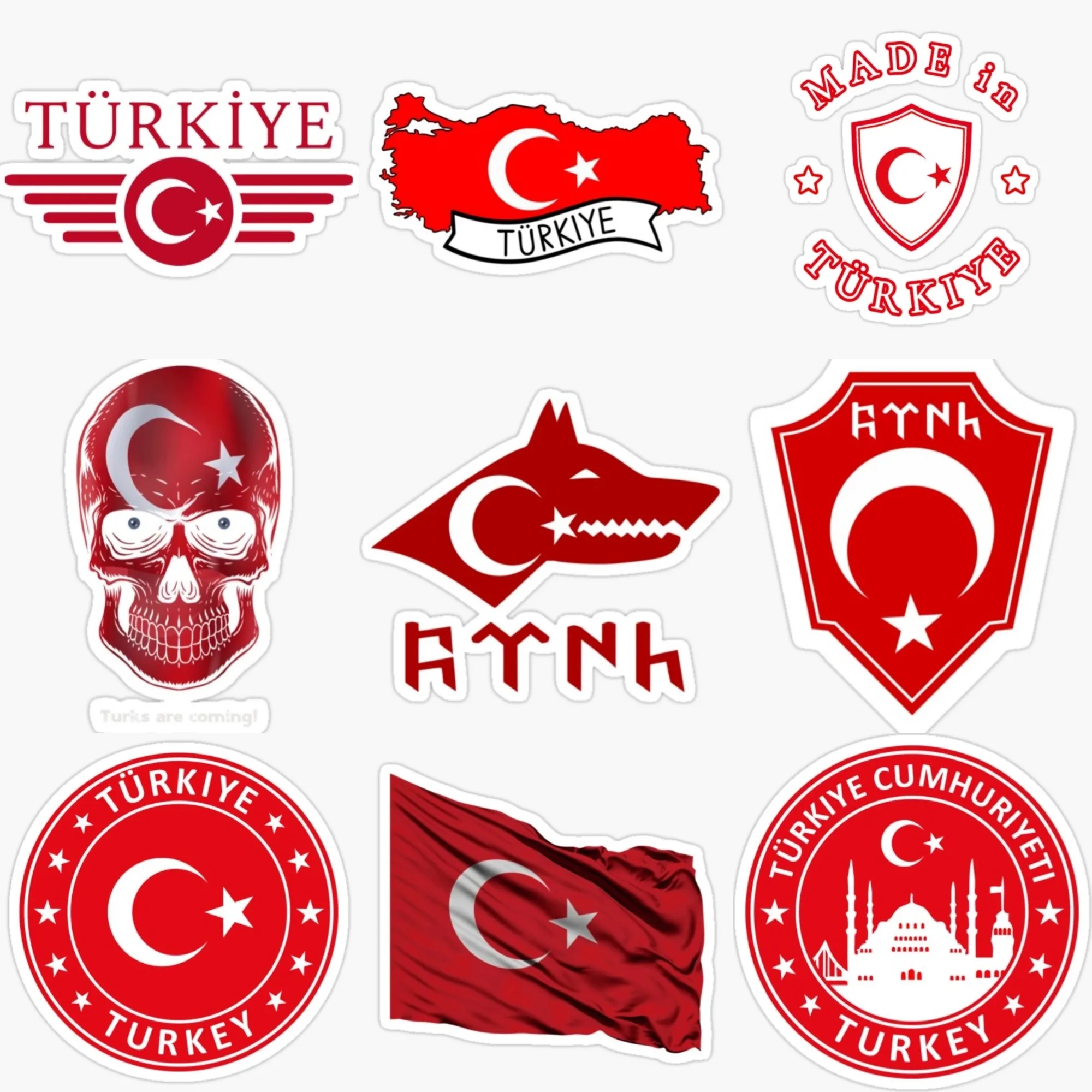 

Turkey TR Flag Map Moon Star National Emblem Creative PVC Car Sticker for Motorcycle Truck Fridge Window Wall Decal Accessories