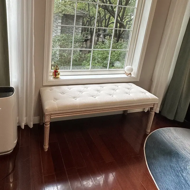 

American Style Solid Wood Shoe Bench Multi-Functional Entryway Long Ottoman Dressing Room Makeup Stool Living Room Footrest