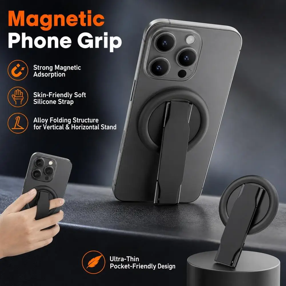 For Magsafe Cellphone Grip Magnetic Mobile Phone Holder Portable Foldable Stand Phone Ring Grip Tok Wristband Desktop Bracket