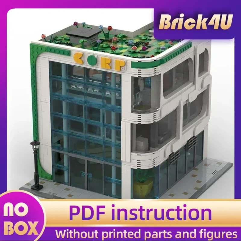 

City Street View Model Moc Building Bricks Modern Corner Office Technology Modular Blocks Gifts Christmas Toys DIY Sets Assembly