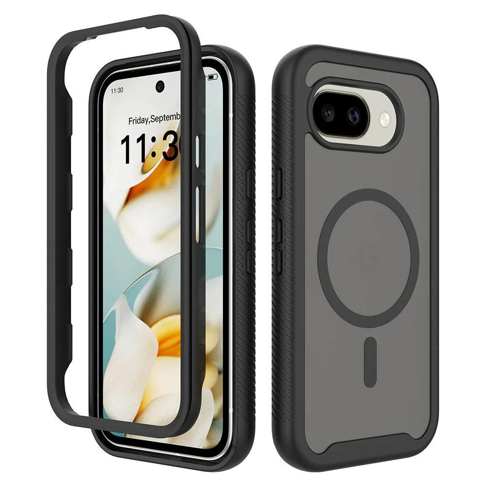 

Heavy Duty Armor Anti Drop Defender Case for For Google Pixel 10A Matte Hard Bumper Silicone Magnetic Wireless Charger Cover