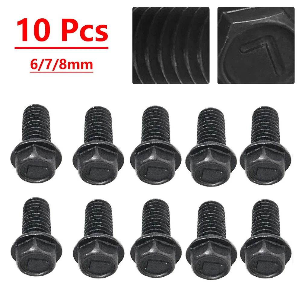 10 Pcs M8/M7/M6 Screws Left Hand Thread Hex Flange Nails 21/23mm Length Carbon Steel For Cutting Machine Tools Accessories