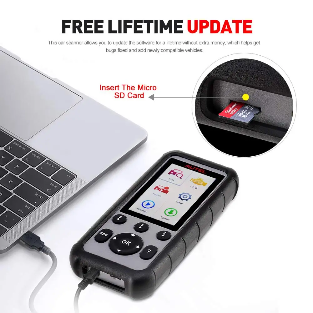 Autel OBD2 Scanner 2024 MaxiDiag MD806 Pro Code Reader Full System Scan Tool Car Diagnostics Oil BMS SAS DPF EPB Free Upgrade