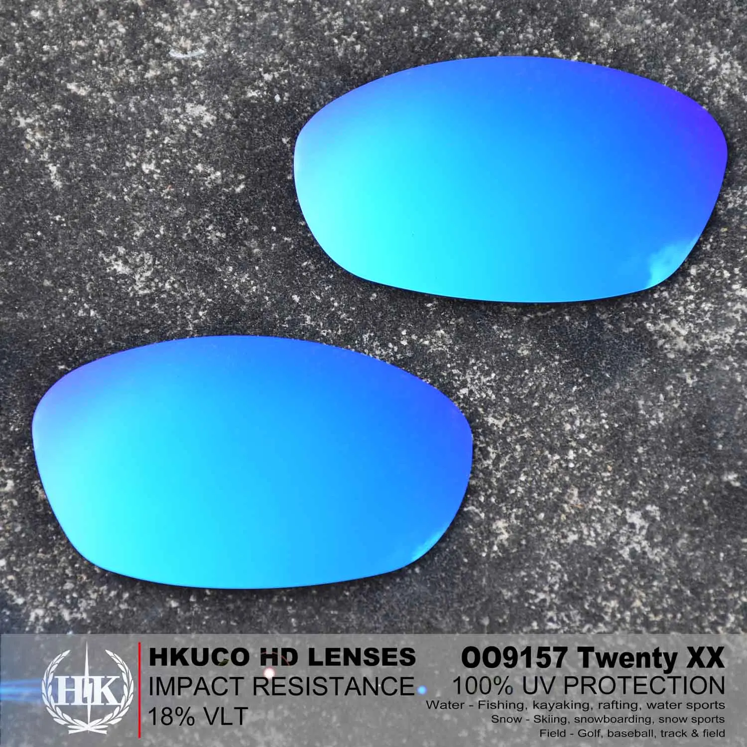 عدسات بديلة HKUCO لنظارات Oakleys OO9157 Twenty XX 2012 باللون الأزرق المستقطب