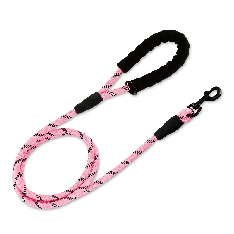 6' Neoprene Cushioned Rope Dog Leash, Pink