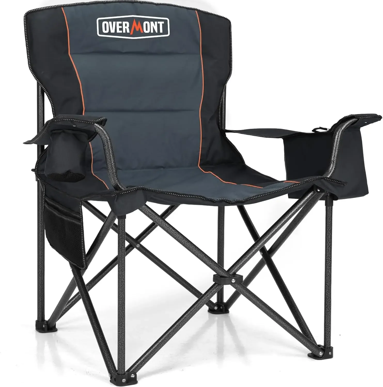 Folding Camping Chair - 450lbs Support with Padded Cushion Cooler Pockets - Heavy Duty Collapsible Chairs for