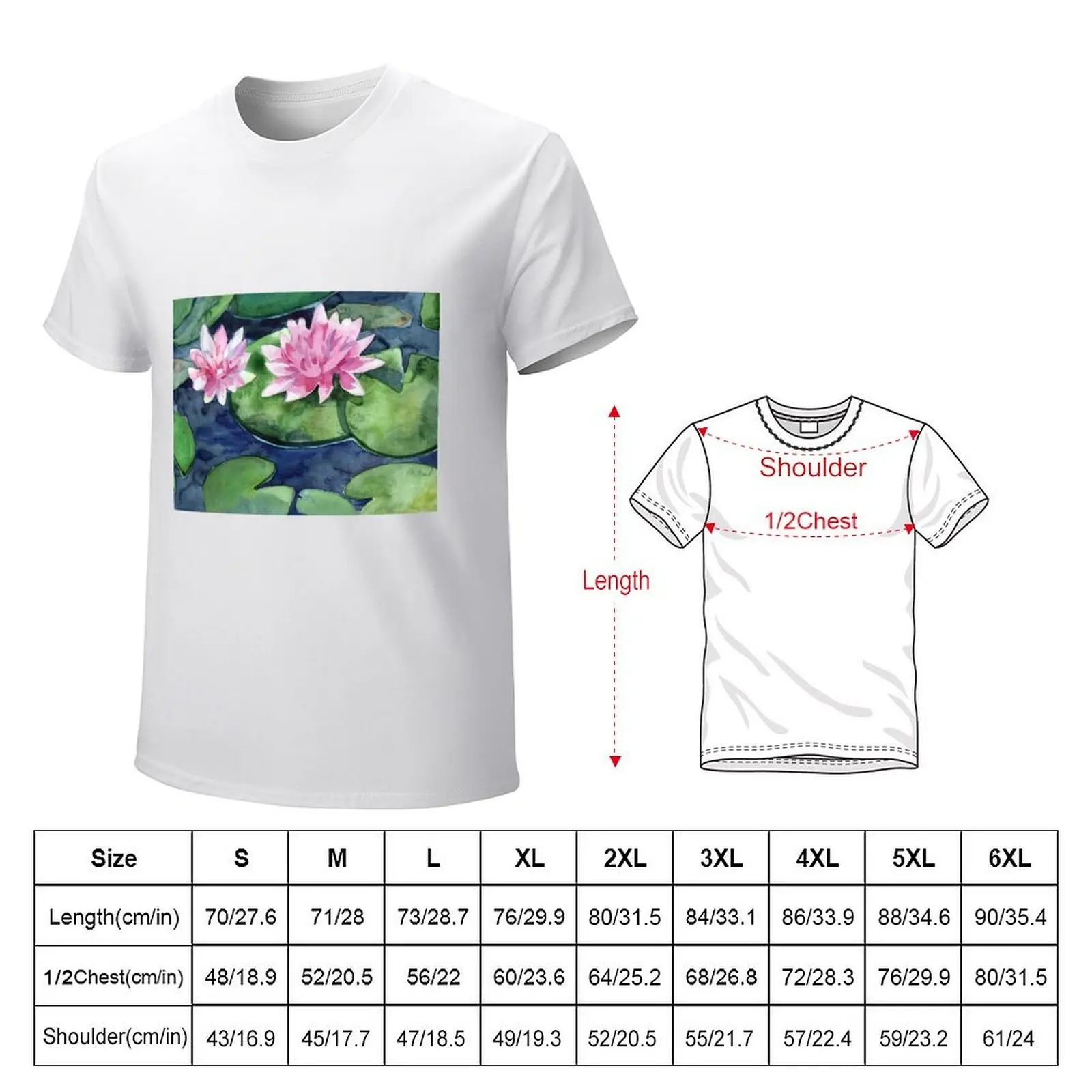 Water lily T-shirt new edition vintage customs design your own Men's clothing