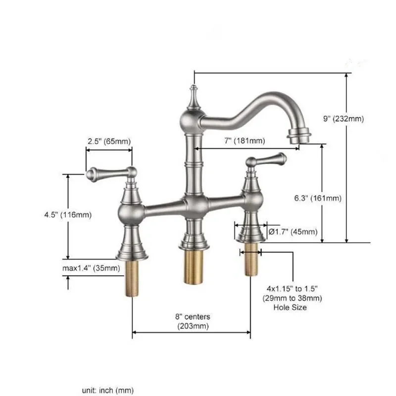 Tuqiu Brushed Gold Kitchen Faucet Gold Pot Filler Tap Deck Mounted Black Hot Cold  Black Sink Tap Spout  Brass