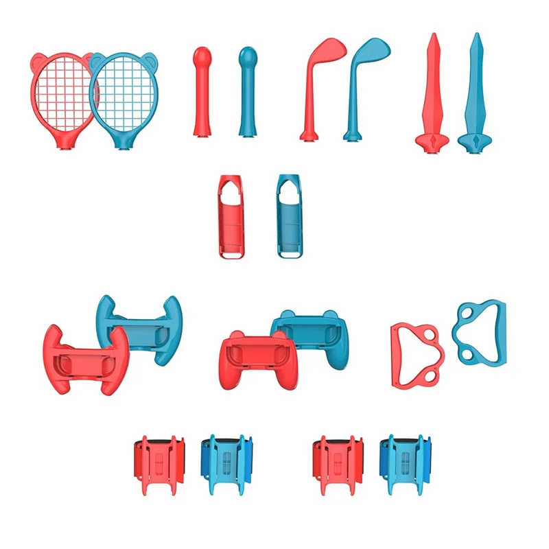 

Daily 18 In 1 Accessories Kit For Nintendo Switch Sports Games, Tennis Rackets, Grips Golf Clubs, Wristbands Leg Strap