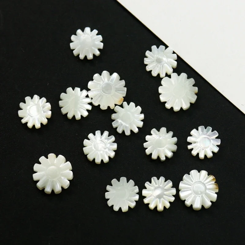 1pc 12mm Natural Shell Daisy Flower Loose Beads MOP DIY Mother of Pearl Necklace Bracelet Earring Woman Jewelry Making Accessory