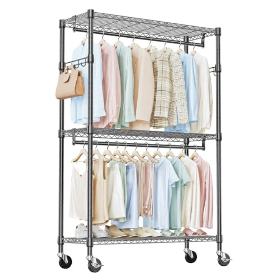 

Стойка для одежды IZEUK Heavy Duty на колесиках, проволочная, для хранения одежды, черная, Z1-17.7" D x 47.2" W x 83.6" H