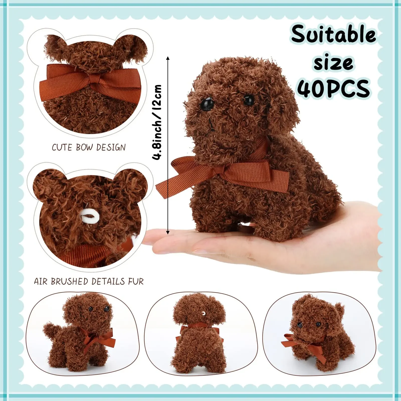 4-24 mini cães de pelúcia em brinquedo de pelúcia em massa favorece filhotes como enchimentos de saco de presente